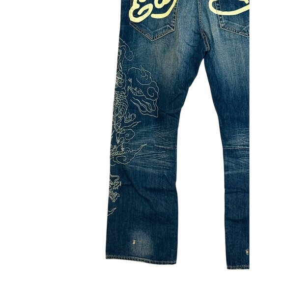 Ed Hardy by Christian Audigier Men's Dragon Embroidered Jean Blue Size 36 x 32 N - Picture 5 of 13